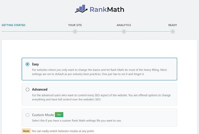 Rank Math setup WordPress SEO plugin dashboard