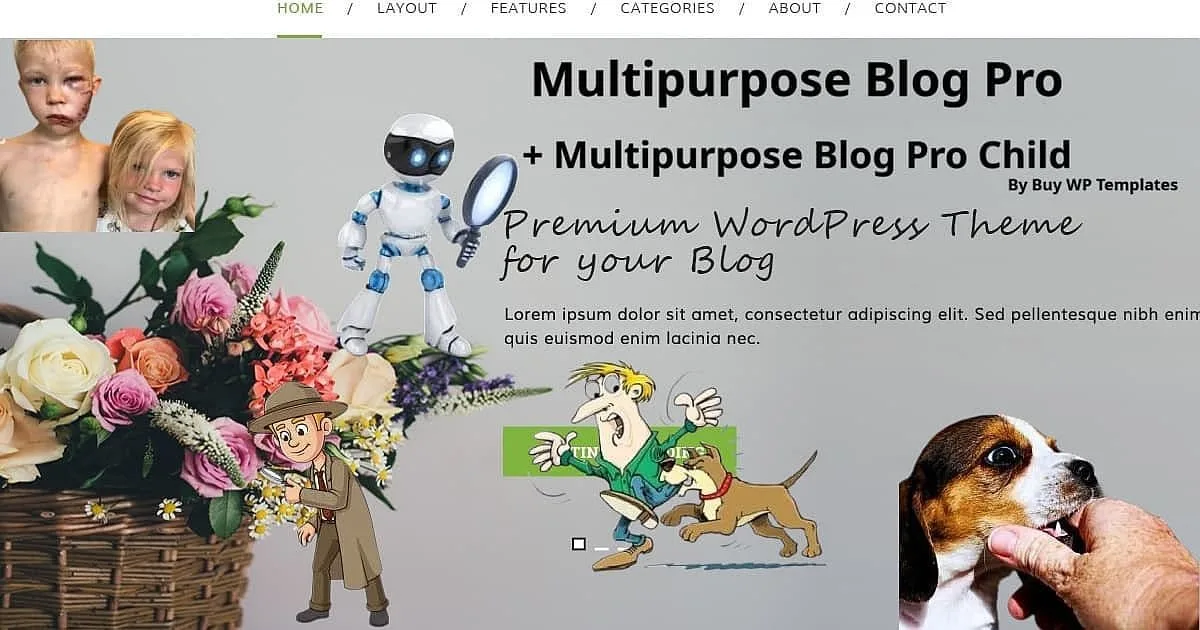 Karmi and Claude AI collaborating to investigate WordPress theme layout problems with magnifying glasses while dog training scene illustrates proper AI collaboration methods