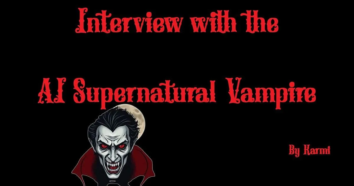 Interview with the AI Supernatural Vampire book cover style image by Karmi featuring gothic vampire illustration