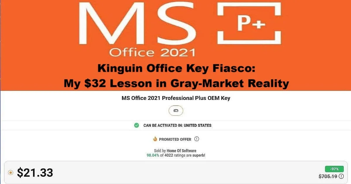 Kinguin Office Key Fiasco, My $32 Lesson in Gray-Market Reality