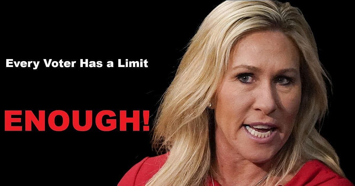 President 'Toast'—MTG themed parody image with ‘Enough! Every Voter Has a Limit’ headline.